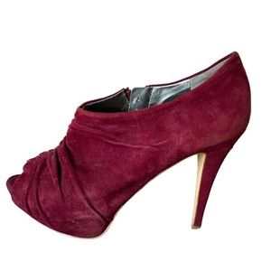 Marc Fisher Suede Platform Ankle Booties-Burgundy Size 9